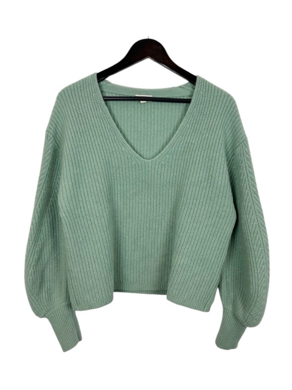 J. Crew Mint Green V-Neck Ribbed Sweater